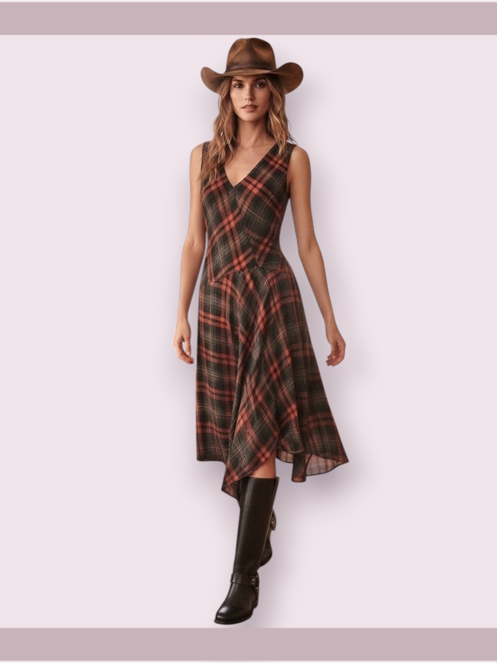 Peruvian Connection Plaid Cotton Gauze Dress